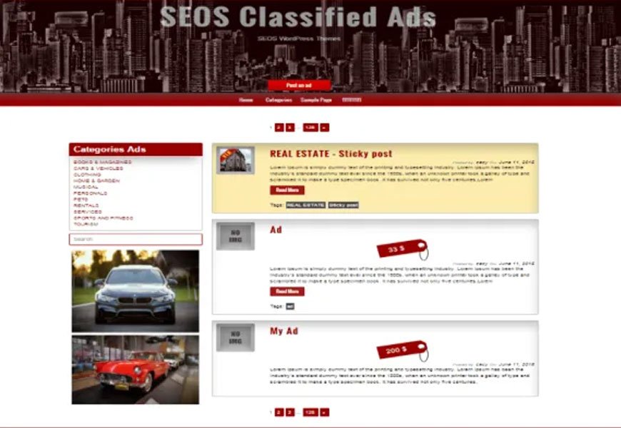 free classified theme for WordPress