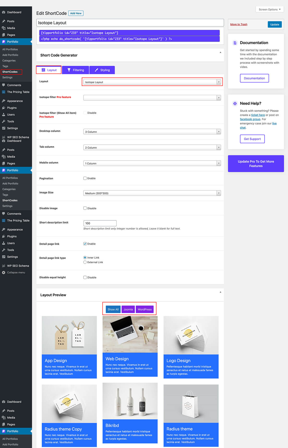 Portfolio Isotope Layout