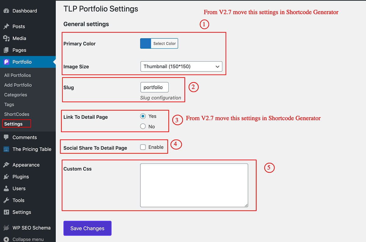 portfolio setting